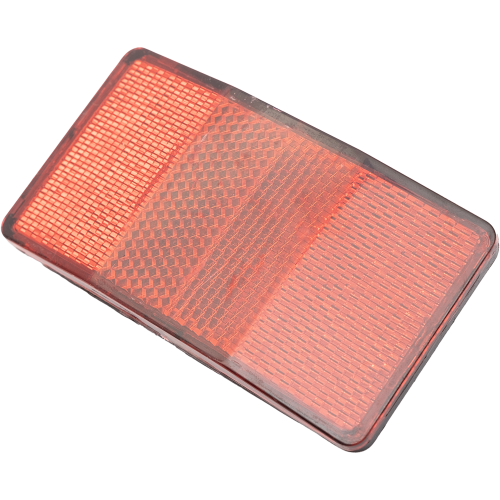 Светоотражатель прямоугольный красного цвета с двумя отверстиями DOB-034