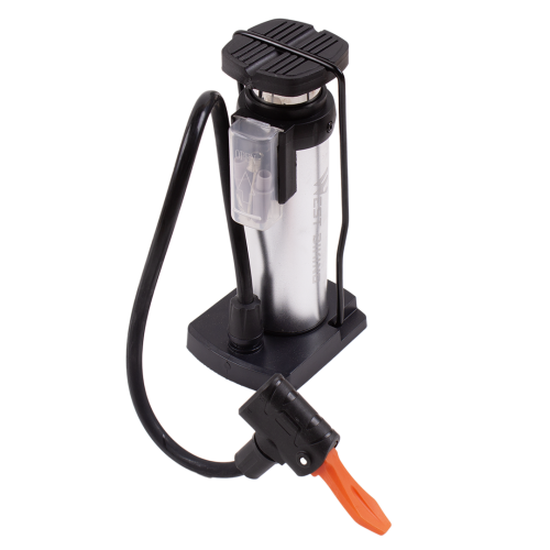 Насос ножной универсальный 45х170мм, несколько насадок+игла, цвет: белый, West Biking