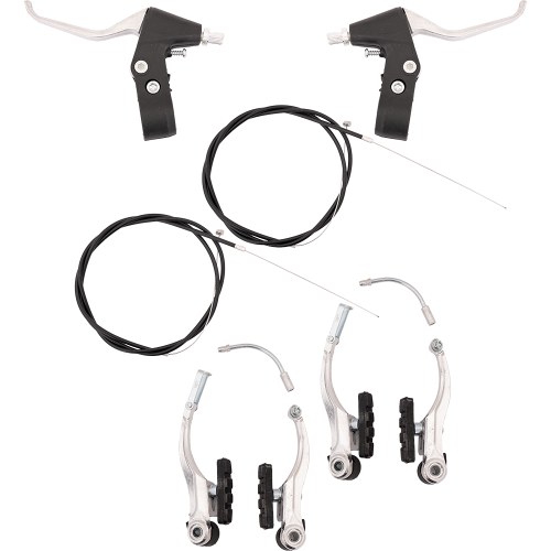 Комплект V-brake тормоза на перед и зад  велосипеда (ручки алюминиевые + троса +колодки "клыки" тормозные в сборе