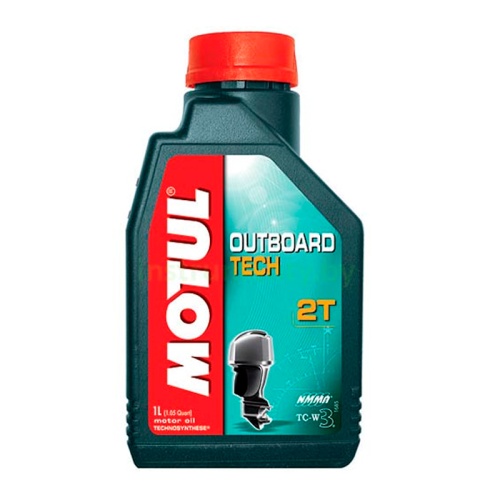 Масло MotulOutboard 2T Tech моторное полусинтет для 2Т подвесных лодочных двигателей, 1 литр, 102789