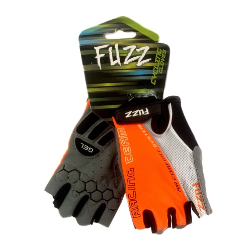 Перчатки 08-202323 лайкра AIR COMFORT черно-бело-оранжевые, р-р M, D-GRIP GEL, на липучке FUZZ