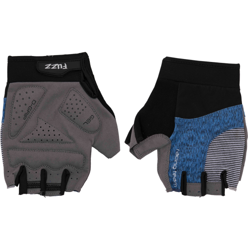 Перчатки 08-202316 лайкра RACING TEAM черно-голубые, р-р XXL, D-GRIP GEL. с петельками, на липучке FUZZ