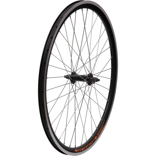 Колесо 26" переднее. Двойной алюминиевый чёрный (2AL) обод с алюминиевой
втулкой на промышленных подшипниках "МТВ" (H36. G14.)