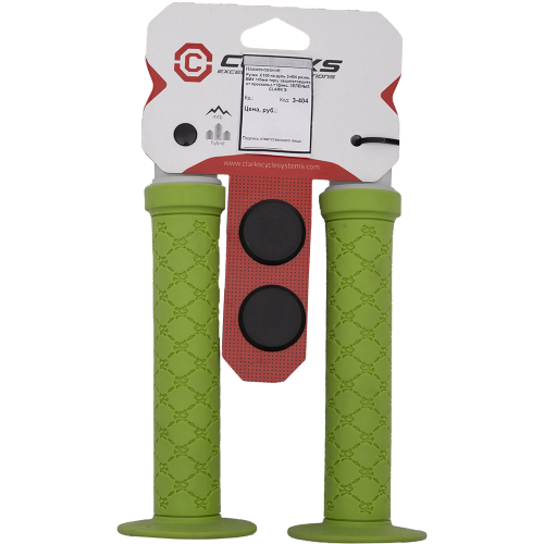 Ручки .С100 на руль 3-404 резин. BMX 145мм торц. защита+защита от проскальз.+1фикс. ЗЕЛЕНЫЕ CLARK`S