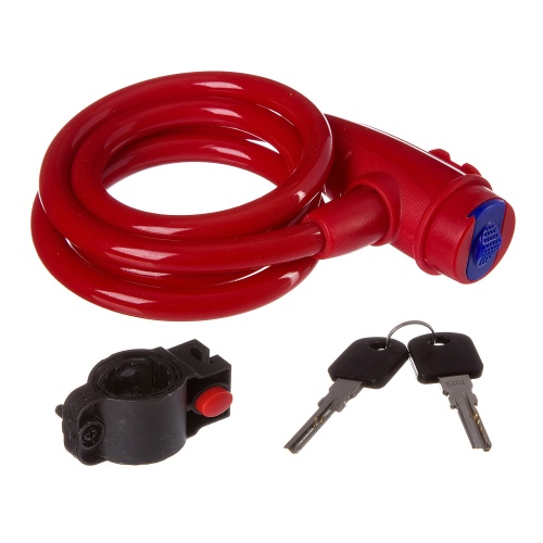 Замок с ключом STG TY596, тросовый, 10х1000мм, красный, Х87809