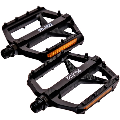 Велосипедные педали PD-M22, алюминий, пром. подшипники, шипы, ультраслоская конструкция, 110 x 98 x 15 мм