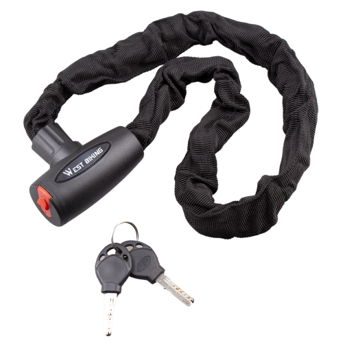 Противоугонный цепной велосипедный замок West Biking 600 мм на ключе, сталь