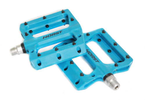 Педали 00-170844 нейлон. H601 широкие, ось Cr-Mo с 1 герм. промподш. смен. шип. 105*98*16мм, 364 г синие HORST