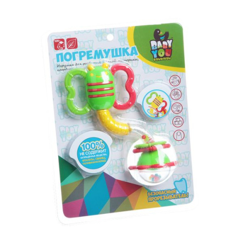 Погремушка Жучок с цветком с прорезывателем, Bondibon