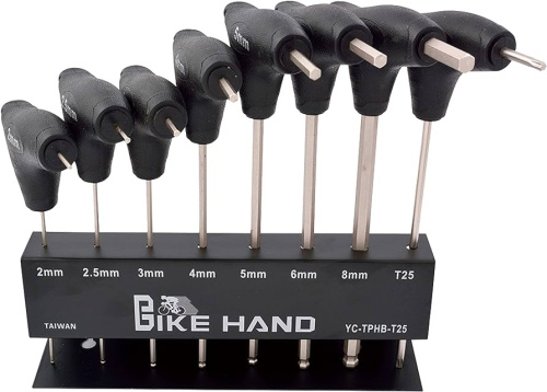 Набор 6-230127 YC-TPHB-T25 8шт, на подставке, шестигранники 2,2.5,3,4,5,6,8 и торкс T25, выс-ая лег-ая сталь, серебристые BIKEHAND