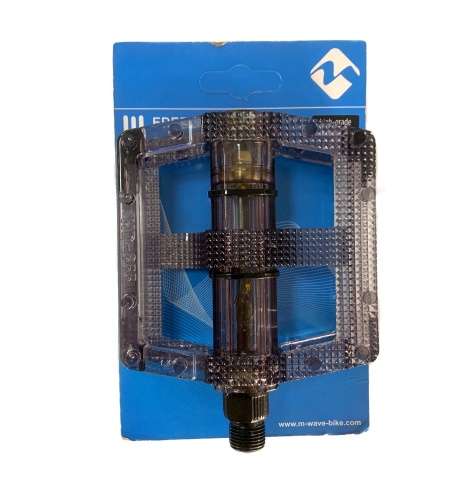 Педали 5-311380 поликарбонат. BMX широкие ось Cr-Mo (50) ЧЕРНЫЕ ПОЛУПРОЗРАЧНЫЕ M-WAVE