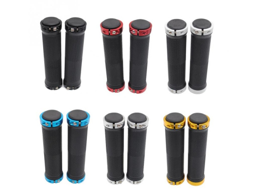 Грипсы Velo-Ray чёрные резиновые с алюминиевыми фиксирующими наконечниками (Lock on) модель: 102C.