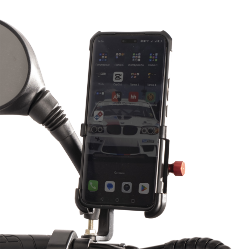Держатель для мобильного телефона SJJ-S297E совместим с устройствами от 5,8 до 9,5 см и оснащён резин.демпферами и фиксатором для надёжной фиксации см