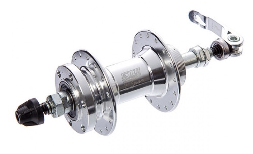 Втулка задняя STG B10, алюм. 32отв. под трещотку, с эксц., под диск, серебр., Х87885