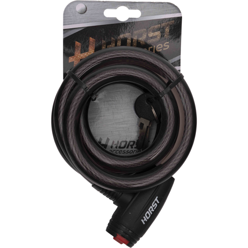 Замок 09-100171 вело 15х1500мм автом. на ключе с защитой черный HORST