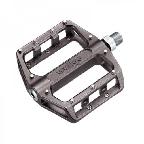 Педали 6-14087 алюминиевые BMX/Downhill B087B широк. ось Cr-Mo, 1 герм. промподш.+ подш. скольжения, смен.шипы 109х101х26мм, 450г черные WELLGO