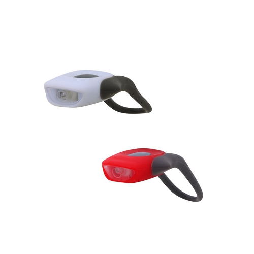 Комплект фонарей JY-267-С силикон 1 белый и 1 красн супер диод, 3 ф-ции, бат: CR2025*2/шт.