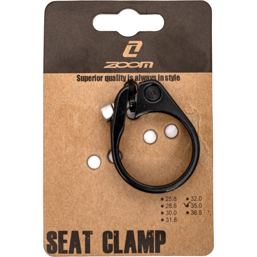 Хомут 5-250803 подсед. 34,9мм алюм. 23г совместим с карбон. рамами (10) (на блистере) черный ZOOM