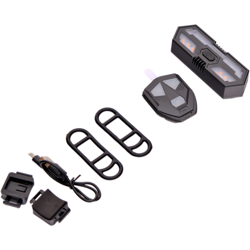 Задний фонарь велосипед. на пульте управления, 6 режимов, USB кабель, 2 ремешка, 2 крепления, 100 люмен, USB-кабель для зарядки