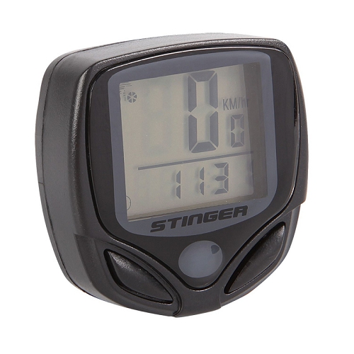 Велокомпьютер STG, 15 функций. Проводной, черный.