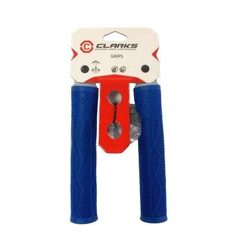 Ручки .С132 на руль 3-483 резиновые 168мм, пластик. заглушки синие CLARK`S NEW