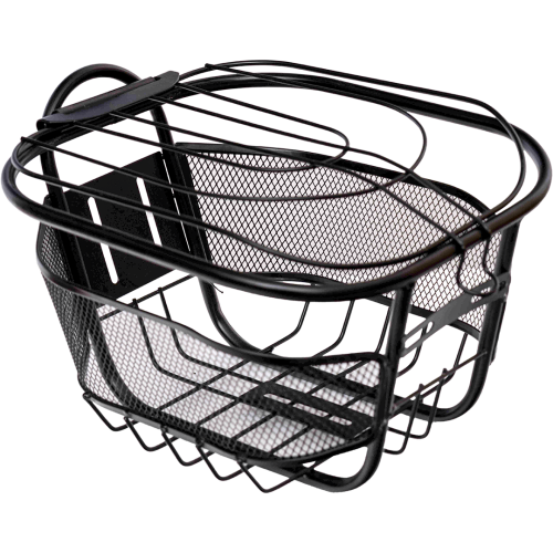 Корзина передняя с крышкой из металлической сетки / проволки. Цвет чёрный.