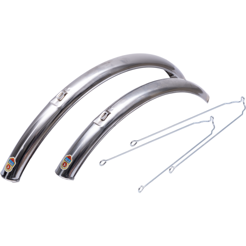 Щитки 24" для велосипеда, сталь, хром, с усами