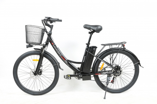 Электровелосипед двухколёсный для взрослых SAMEBIKE, модель VENTURE, артикул SB-VENTURE250, стальная рама, мотор 250Вт, батарея 36V, 7,8Ah,чёрно-сереб
