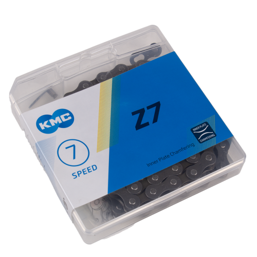 Цепь KMC 6-7ск. Z7 (аналог Z-50), 6-190570, 1/2"x3/32", 116зв 7,3мм с замком в пласт. кор. серо-кор