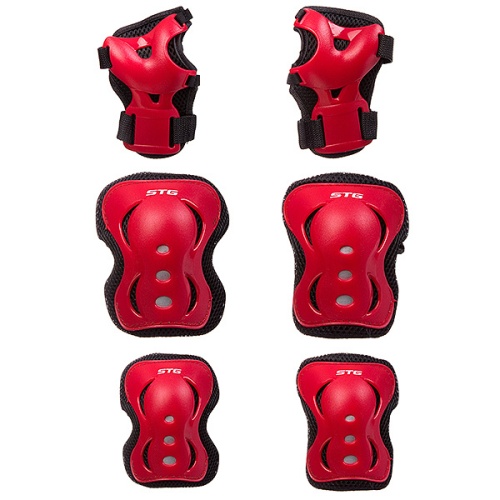 Защита детская STG YX-0308 комплект:наколенники, налокотник, защита кисти.черная, размер М Х89948
