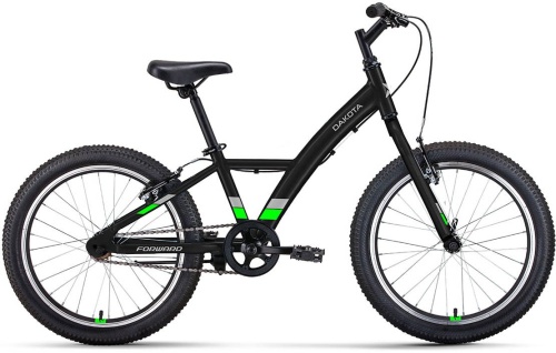 Велосипед FORWARD DAKOTA 20 1.0 (20" 6 ск. рост. 10.5") 2022, черный/ярко-зеленый, RBK22FW20581