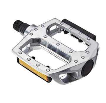 Педали HORST, 00-170341, алюм. литые широкие, с шипами, с отражат, резьба 9/16", серебр.