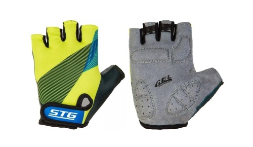 Перчатки STG мод.910 с защитной прокладкой,застежка на липучке,размер С,черн/салат/синие