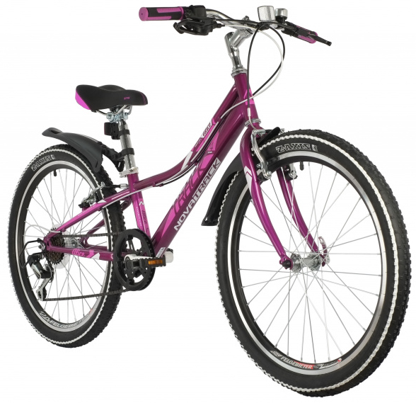 Велосипед NOVATRACK 24" ALICE пурпурный,  сталь, 12", 6 скор., Shimano TY21/Microshift TS38, V- brak