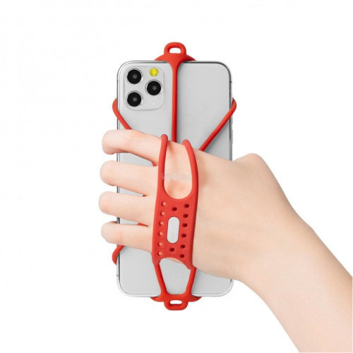 Держатель для смартфона 07-200321 силикон. НА КИСТЬ РУКИ универс. 4.7'-7,2' RUN TIE HANDHELD для бега и свободного ношения красный BONE