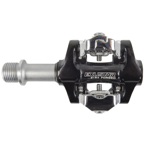 Педали 5-311847 алюм. контактные, фрезерованная ось Cr-Mo, япон. пром. подшип. SHIMANO SPD-совместим. 290гр, сер.-черные E-PM215+ EXUSTAR