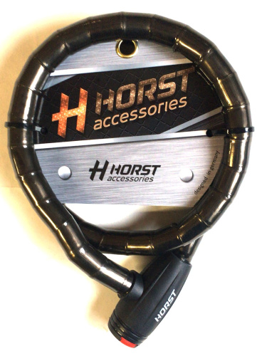 Замок 09-100255 вело 18х1000мм на ключе с защитой черный HORST