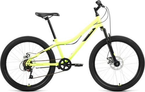 Велосипед ALTAIR MTB HT 24 2.0 D (24" 6 ск. рост. 12") 2022, ярко-зеленый/черный, RBK22AL24096