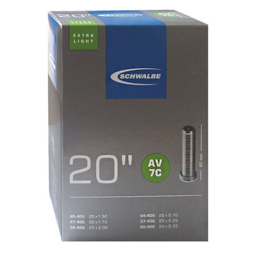 Камера. 20 авто 05-10415710 AV7C EXTRA LIGHT 20х1,50-2,50 (40/60-406) IB AGV 40mm. SCHWALBE