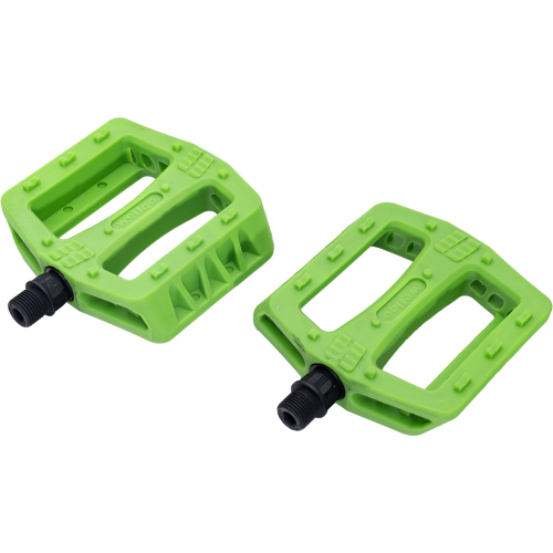 Педали, B107N, 110x110мм, пластик, 9/16", ось Cr-Mo, WELLGO, зеленые, 1PE920001128