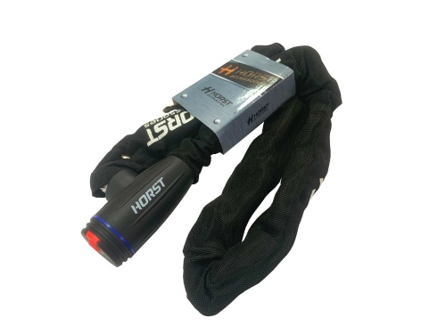 Замок цепной с ключом 8х1200мм HORST черный, 09-100238