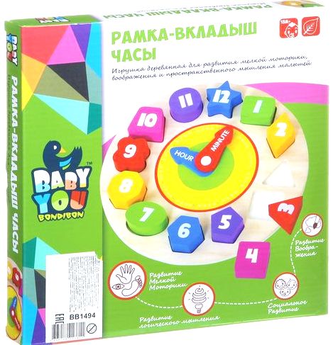 Игрушка деревянная Часы, Bondibon
