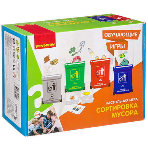 Обучающие игры Bondibon Настольная игра СОРТИРОВКА МУСОРА