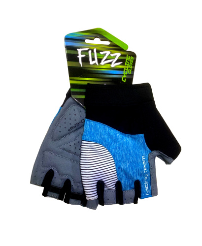 Перчатки 08-202313 лайкра RACING TEAM черно-голубые, р-р M, D-GRIP GEL. с петельками, на липучке FUZ