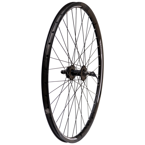 Колесо 27,5" переднее. Алюм. двустеночный 14G*36отв. A/V  высота 25мм, Втулка Shung Feng 3/8*14G*36отв 140мм алюм с эксцентриком на пром подш., диск.