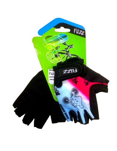 Перчатки 08-202048 детские лайкра BIKE бело-розовые, р-р 6/M (для 4-6 лет), GRIP GEL, на липучке FUZ