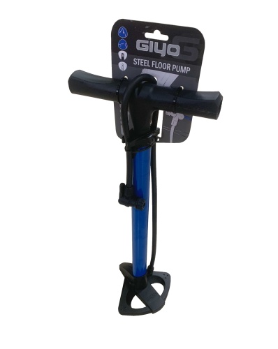 Насос напольный GIYO GF-37 стальной, без манометра, универс. головка на шланге, 120PSI. синий 6-190037