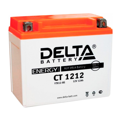 Акк. 12V 12Ah CT 1212 Delta (151х87х130, совместим с Yuasa YTX14-BS) кислотный необслуживаемый