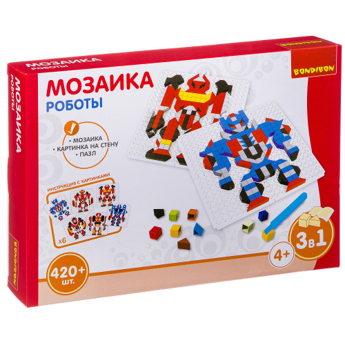 Логические, развивающие игры и игрушки Bondibon Мозаика РОБОТЫ, 420 дет.
