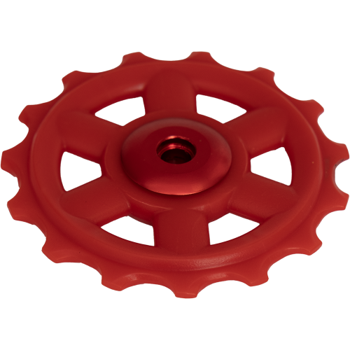 Ролик KENLI (звёздочка) заднего переключателя 15Т на пром. подшипниках. Цвет красный.